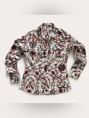100% luxury cotton whimsigoth bohemian paisley button up shirt by 0039 ITALY